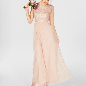 Adrianna Papell Sequin Tulle Maxi Dress